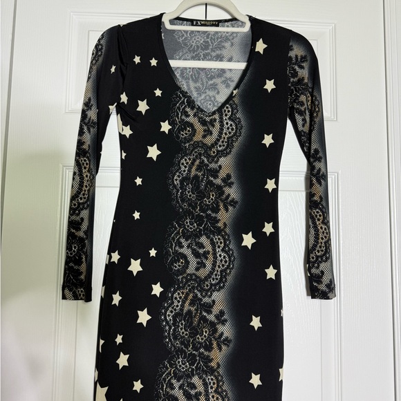 fx missony italy Black and Cream Star Pattern Dress - Picture 4 of 11